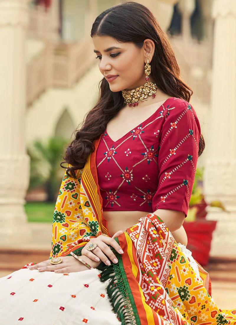 Grateful White Georgette Sequence Thread Work Lehenga Choli - Image 3